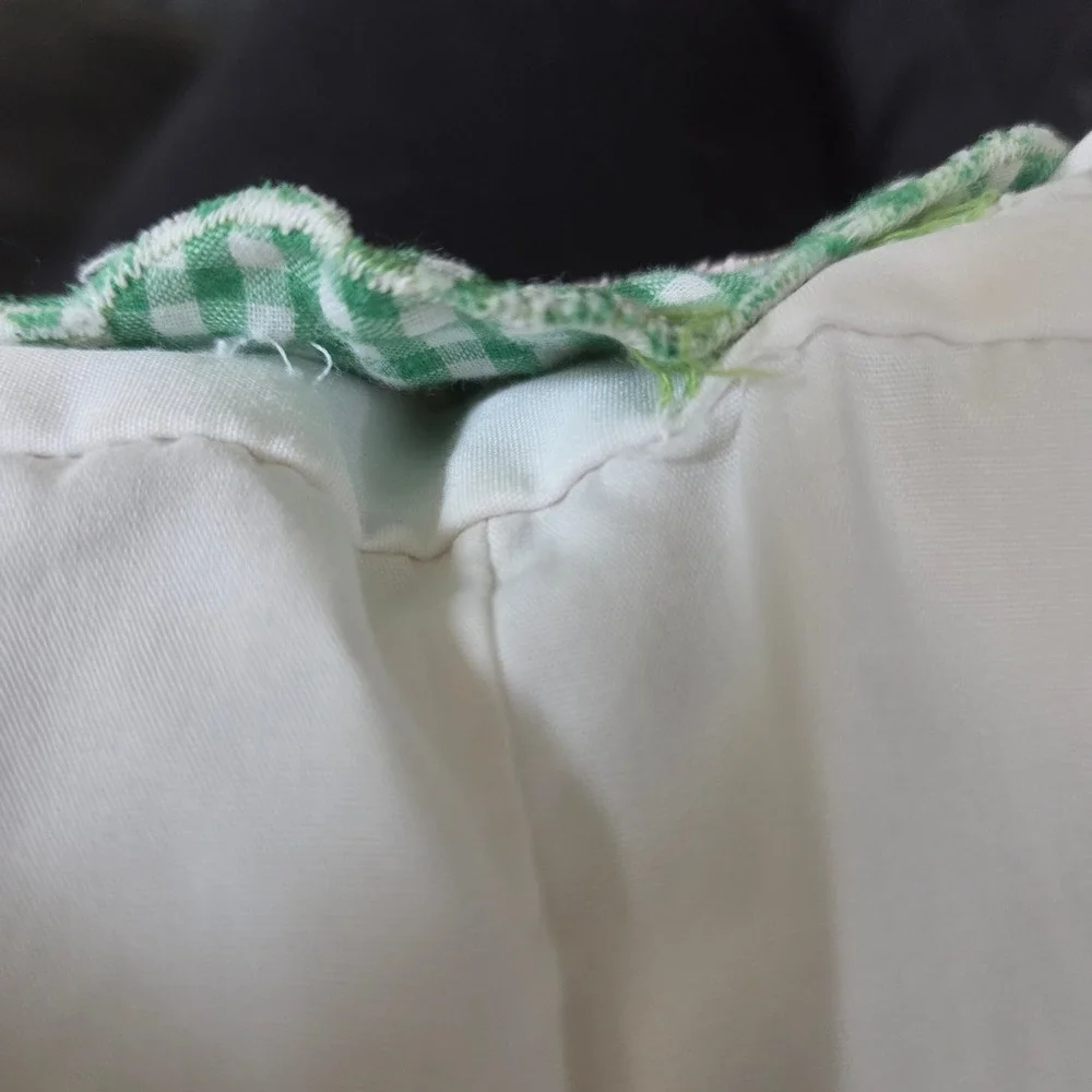 Vintage Green Gingham Cat Face Baby Romper White Shorts 18 Months 8220K